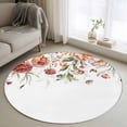 thumbnail image 1 of Pink Floral Round Area Rug 4 FT, Non Slip Indoor Outdoor Rug, Spring Pastoral Botanical Wildflowers Leaves Washable Soft Circular Carpet Non-Shedding Floor Mat for Coffee Table Nursery Foyer Balcony, 1 of 8