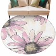 thumbnail image 1 of Pink Floral Round Area&nbsp;Rug 6ft Vintage Flowers Non-Slip&nbsp;Washable Circle Rugs Soft Felt Indoor Floor Mat for Bedroom Kitchen Living Room Bathroom, 1 of 9