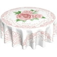 thumbnail image 1 of Pink Floral Round Tablecloth 60 Inch Ruitic Flower Table Cloth Waterproof Fabric Farmhouse Modern Tablecloths Decorative for Holiday Home Party Wedding, 1 of 6