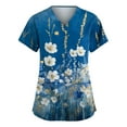 thumbnail image 1 of Pink Floral Scrubs For Nurses, Polyester-Spandex Workwear Loose Fit Scrub Shirts Nurses Colourful Print Tops Printed Women Vintage Dress Dresses Summer 2025 Womens Casual Blue, 1 of 3