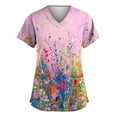 thumbnail image 1 of Pink Floral Scrubs For Nurses, Polyester-Spandex Workwear Loose Fit Scrub Shirts Nurses Colourful Print Tops Printed Women Vintage Dress Dresses Summer 2025 Womens Casual Pink, 1 of 3