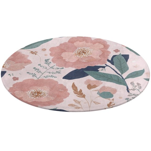 Pink Floral Seamless Pattern Design Round Carpet Living Room Carpet Modern And Stylish Living Room And Bedroom Decorative Carpet Rocking Chair Mat