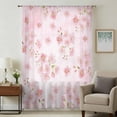 thumbnail image 1 of Pink Floral Sheer Curtains 45 Inches Long, Modern Farmhouse Aesthetic Shabby Chic Flower Light Filering Curtains, Breathable Simi Curtain Privacy Drapes for Kitchen Bathroom Small Window Treatment, 1 of 9