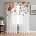 thumbnail image 1 of Pink Floral Sheer Curtains 84 Inch Length 2 Panels Set, Spring Pastoral Botanical Wildflowers Leaves Voile Window Treatment Rod Pocket Curtains Sheers Drapes for Bedroom/Living Room/Kitchen 52"x84"x2, 1 of 7
