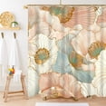 thumbnail image 1 of Pink Floral Shower Curtain, Abstract Pink and Gold Peony Shower Curtain Set for Bathroom Waterproof Aesthetic Bathroom Decor, 72x72 Inch, 1 of 5