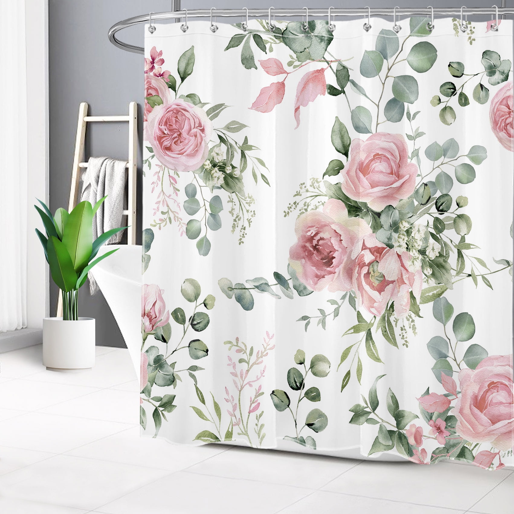 Pink Floral Shower Curtain