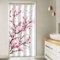 thumbnail image 1 of Pink Floral Shower Curtain Cherry Blossom Bathroom Curtain with Hooks, Fabric Sakura Plum Blossom Bath Curtain, Decorative Flower Shower Curtain for Bathroom Machine Washable, White 36"WX 72"H, 1 of 6