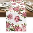 thumbnail image 1 of Pink Floral Table Runner - 70 Inch Long, Kitchen Dining Table Runner Dresser Scarves, Pastoral Botanical Leaves Farmhouse Rustic Farmhouse Decor for Coffee Tables Wedding Party Banquet, 1 of 8