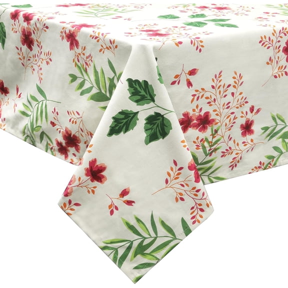 Pink Floral Tablecloth, Cherry Blossom Table Cloth Rectangle Table Wrinkle Resistant Decorative Table Cover for Kitchen Dining Parties Picnic (60 * 84 inch)