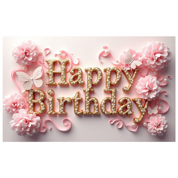 Pink Floral Themed Happy Birthday Banner Backdrop Background Party Decorations Photography Props for Birthday Party Celebrations Family Gatherings Photo Booth Setups and Event Decors