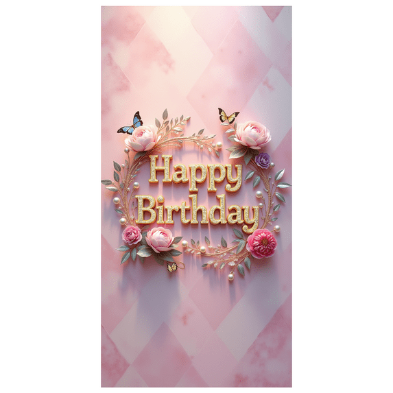 Pink Floral Themed Happy Birthday Banner Background Backdrop Party Supplies for Birthday Decoration Photography Props Party Decorations Birthday Party Setup Celebrations
