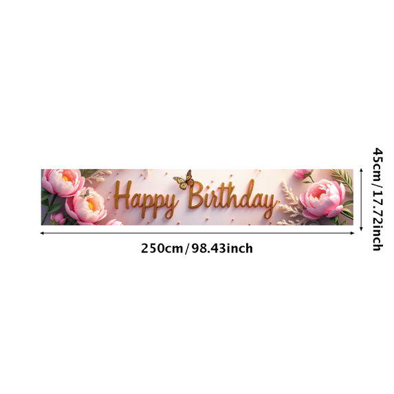 Pink Floral Themed Happy Birthday Banner Background Backdrop Party Supplies for Birthday Decoration Photography Props Party Decorations Birthday Party Setup Celebrations