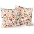 thumbnail image 1 of Pink Floral Throw Pillow Covers - Shabby Chic Flowers Roses Leaves Buds Decorative Pillowcases Square Spring Season Accent Couch Cushion Cover for Sofa Bedroom Living Room, 1 of 1