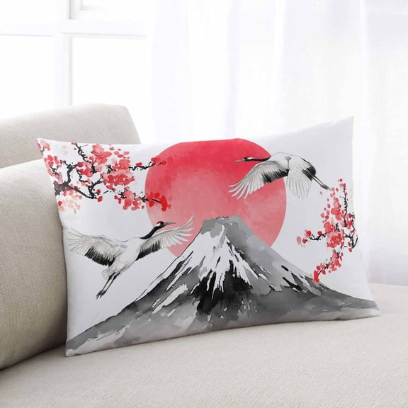 Pink Floral Throw Pillow Covers, Tree Birds Retro Art Botanical Mountain Soft Breathable Pillow Cases with Invisible Zipper for Sleeping, King Size Pillowcases for Couch Bed Sofa Chair 20x36 Inches