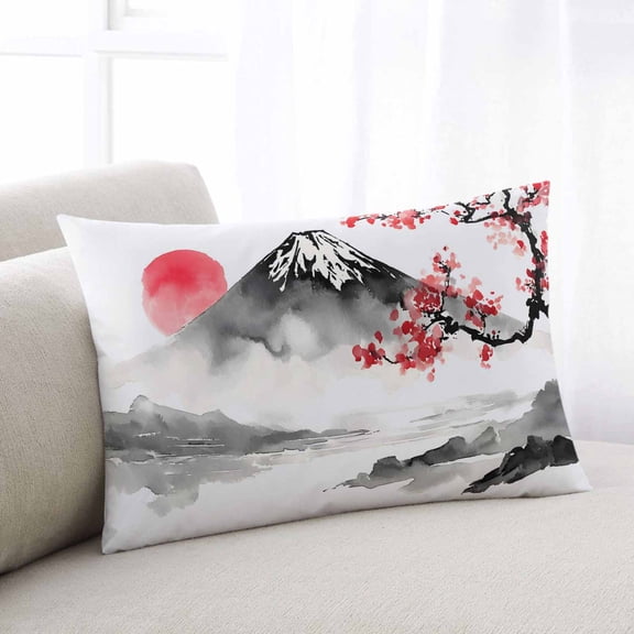 Pink Floral Throw Pillow Covers, Tree Mountain Retro Art Botanical Soft Breathable Pillow Cases with Invisible Zipper for Sleeping, Queen Size Pillowcases for Couch Bed Sofa Chair 20x30 Inches