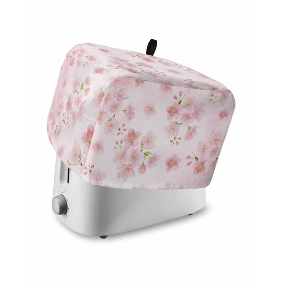 Pink Floral Toaster Cover 2 Slice, Small Kitchen Appliance Covers, Modern Farmhouse Aesthetic Shabby Chic Flower Toaster Oven Cover with Loop, Bread Machine Cover Polyester Dust Cover Protection