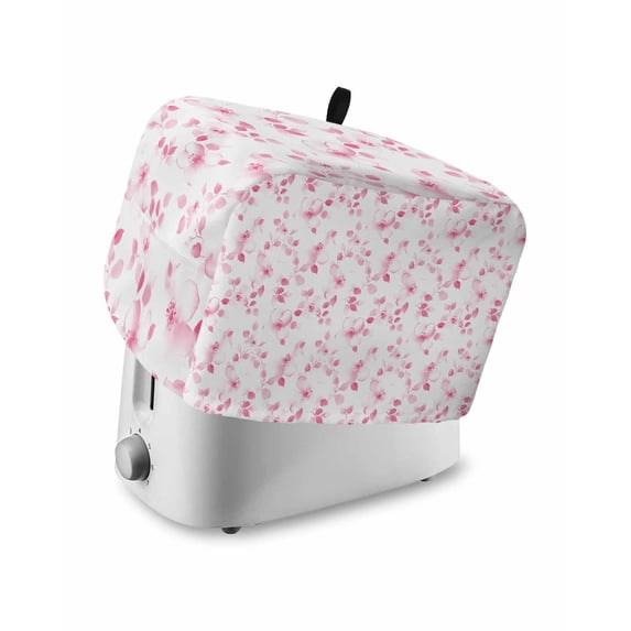 Pink Floral Toaster Cover 2 Slice, Small Kitchen Appliance Covers, Retro Blossom Flower Botanical Country Toaster Oven Cover with Loop, Bread Machine Cover Polyester Dust Cover Protection