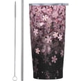 thumbnail image 1 of Pink Floral Tumbler 20oz Cherry Blossoms Stainless Steel Insulated Tumblers with Lid and Straw Flowers Travel Coffee Mug Tea Wine Cups Water Bottle Sport Gifts for Women, 1 of 6