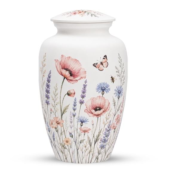 Pink Floral Urns for Human Ashes Adult Female,Butterfly Urn for Ashes Mom, 10 Inch Large Urn