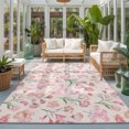 thumbnail image 1 of Pink Floral Washable Living Room Rugs 5'x8', Spring Romantic Flower Pale Pink Backdrop French Country Washable Throw Large Area Rug Non-Slip Sturdy Edge Binding Carpet for Living Area Kitchen Office, 1 of 9
