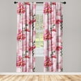 thumbnail image 1 of Pink Floral Window Curtains, Lovers of Spring Watercolor Romantic Branches with Flowers Print, Lightweight Decor 2-Panel Set with Rod Pocket, Pair of - 28"x84", Emerald Magenta and Rose, by Ambesonne, 1 of 3