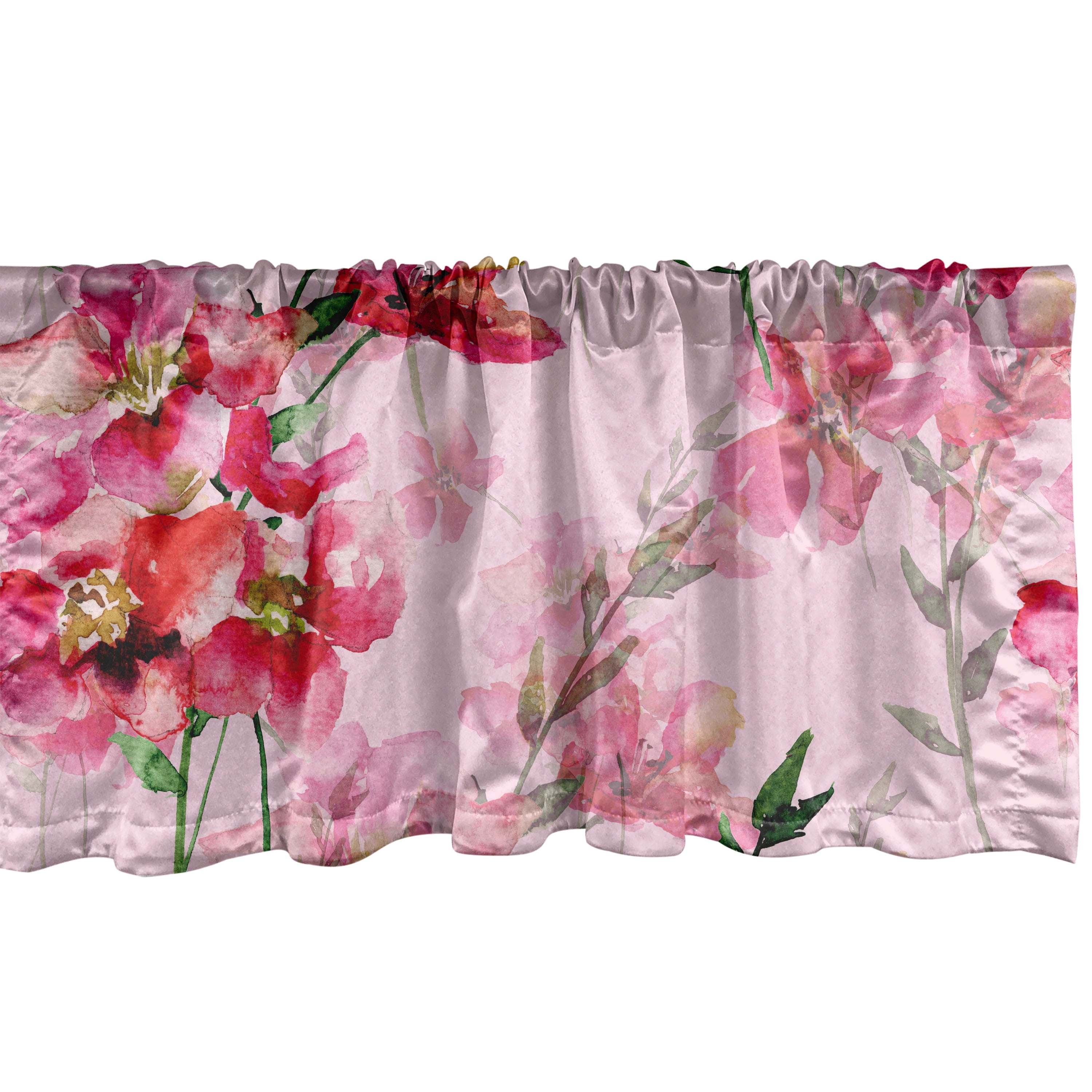 Pink Floral Window Valance, Lovers of Spring Watercolor Romantic ...