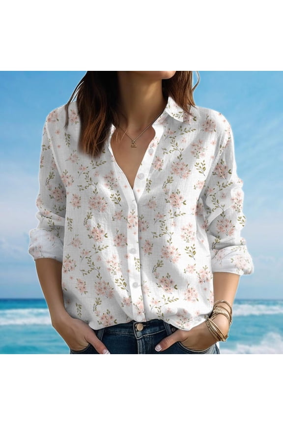 , Soft Pastel Flower Button Down Blouse, Lightweight Spring Summer Top, Cottagecore Gift Idea