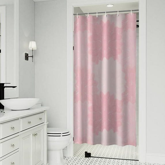 Pink Floral and Petal Pattern Shower Curtain 36"x72" ,Bathroom Decorative Shower Curtains Set with 12 Hooks,Modern Waterproof Washable Shower Curtain
