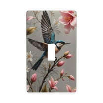 Pink Florals with Bird Light Switch Cover Plates Single Toggle Wall Plate, Decorative 1-Gang Christmas Decor Lightswitch Cover