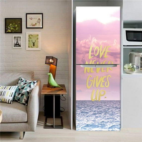 Pink Flower 3D Refrigerator Stickers for Kitchen Fridge Full Door Cover Wallpaper Freezer Wrap Vinyl Film r Murals