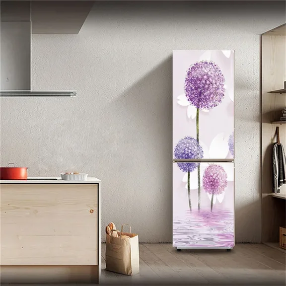 Pink Flower 3D Refrigerator Stickers for Kitchen Fridge Full Door Cover Wallpaper Freezer Wrap Vinyl Film r Murals