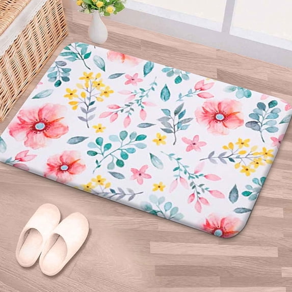 Pink Flower Bathroom Rug,Floral Bathroom Mat, Super Soft and Absorbent Shaggy Plush Flower Bathroom Rugs, Thicken Bathroom Rug, Non-Slip Bathroom Rug, Machine Wash and Dry, 24''''X16''''