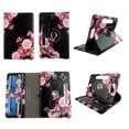 thumbnail image 1 of Pink Flower Black tablet case 8 inch  for Vizio  8" 8inch android tablet cases 360 rotating slim folio stand protector pu leather cover travel e-reader cash slots, 1 of 2