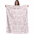 thumbnail image 1 of Pink Flower Blanket Soft Cozy Warm Throw Blanket for Couch, Plush Fuzzy Flannel Fleece Blankets for Sofa, Vintage Farmhouse Boho Leaf Spring Solid Bed Blankets Lightweight Gifts for Women, 40"x60", 1 of 9