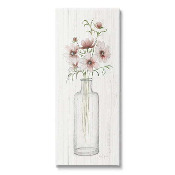 Pink Flower Blossoms Vase Botanical & Floral Graphic Art Gallery Wrapped Canvas Print Wall Art