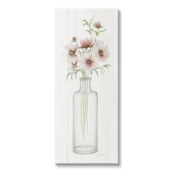 Pink Flower Blossoms Vase Botanical & Floral Graphic Art Gallery Wrapped Canvas Print Wall Art