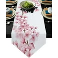 thumbnail image 1 of Pink Flower Cherry Blossoms White Table Runner Modern Table Flag Home Party Country Wedding Decoration Tablecloth Table Runners, 1 of 5