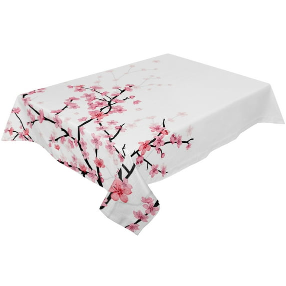 Pink Flower Cherry Blossoms White Tablecloths Waterproof Kitchen Items Coffee Table For living Room Home Decor Dining Table
