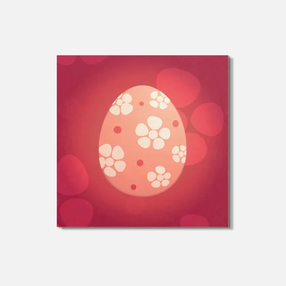 Pink Flower Easter Egg 4'' X 4'' Square Wooden Coaster