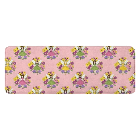 Pink Flower Fairy Pattern Kitchen Rug Mat,Kitchen Runner Rugs Non Skid Washable,Decorative Kitchen Floor Mats for Kitchen,Sink,Laundry,17"x47.2"