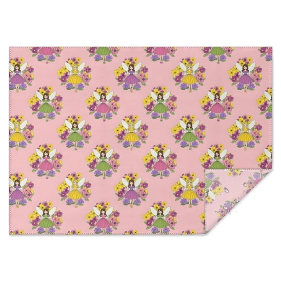 Pink Flower Fairy Pattern Rectangle Tablecloth 60"x84",Waterproof Polyester Rectangle Table Cloth, Wipeable Spillproof Polyester Tablecloth for Dining, Camping, Indoor and Outdoor