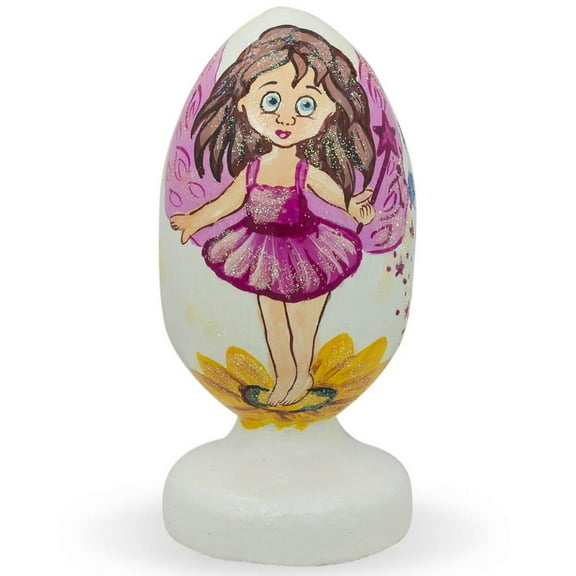 Pink Flower Fairy with Wand Wooden Figurine