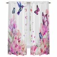 thumbnail image 1 of Pink Flower Kitchen Curtain for Berdoom Living Room Cafe 72 Inch Length, Spring Floral Butterflies Elegant Pastoral Birds Tiers Curtains Light Filtering Drapes Window Treatment 2 Panels 52"Wx72"L, 1 of 8