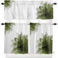 thumbnail image 1 of Pink Flower Kitchen Curtains, Boho Modern Floral Abstract Ombre Leaf White 3-Piece Kitchen Curtain Valance and Tiers Set 24 Inch Length, Rod Pocket Half Window Curtains for Cafe Living Room Bathroom, 1 of 6