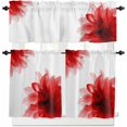 thumbnail image 1 of Pink Flower Kitchen Curtains, Boho Modern Floral Abstract Ombre Leaf White 3-Piece Kitchen Curtain Valance and Tiers Set 36 Inch Length, Rod Pocket Half Window Curtains for Cafe Living Room Bathroom, 1 of 6