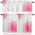 thumbnail image 1 of Pink Flower Kitchen Curtains, Boho Modern Floral Abstract Ombre Leaf White 3-Piece Kitchen Curtain Valance and Tiers Set 36 Inch Length, Rod Pocket Half Window Curtains for Cafe Living Room Bathroom, 1 of 5