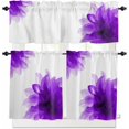thumbnail image 1 of Pink Flower Kitchen Curtains, Boho Modern Floral Abstract Ombre Leaf White 3-Piece Kitchen Curtain Valance and Tiers Set 36 Inch Length, Rod Pocket Half Window Curtains for Cafe Living Room Bathroom, 1 of 6
