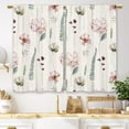 thumbnail image 1 of Pink Flower Kitchen Curtains Green Leaves Hydrangea Flower Spring Floral Small Short Cafe Window Curtains Vintage Hydrangea Bathroom Drapes Treatment Tier Curtains 2 Panels (27.5x39 Inch), 1 of 6