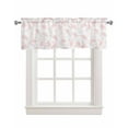 thumbnail image 1 of Pink Flower Leaves Linen Curtain Valance for Bedroom/Bathroom/Kitchen/Living/Dining Room Window,Grey Modern Pastel White Floral Spring Summer Pocket Topper Drapes Decorative Cafe Drapery 42"x18", 1 of 6