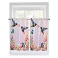 thumbnail image 1 of Pink Flower Living Room Curtains 2 Panel, Spring Floral Elegant Butterflies Birds Farmhouse Cafe Window Treatment, Farmhouse Bedroom Bathroom Kitchen Curtains Drapes 104"x45", 1 of 6